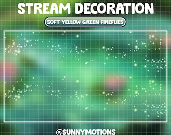 Animated Stream Decoration Soft Yellow Green Fairies Flying / Fireflies / Glowing Particles / Kawaii Twitch Overlay /Dust Bokeh Addon Stream