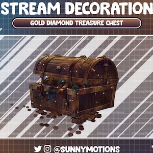 Animated Stream Decoration: Gold Coin Diamond Treasure Chest, Fantasy Magic, Deep Sea, Pirate Skull, Sea of Thieves Twitch Alert Webcam Deco