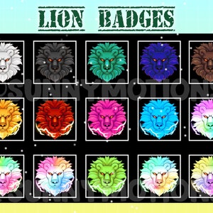 15 Lion Twitch Loyalty Sub Bit Badges / Kawai Forest Animal Emoji / Cool Cheer Badges / Subscriber Badges For Streamer / Grizzly Lion Emotes