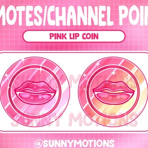 Pink Lipstick Twitch Coin Emotes / Channel Points / Kawaii / Lovely Heart / Streamer Graphics / Gamer / Donation / Valentine Sub Bit Badge