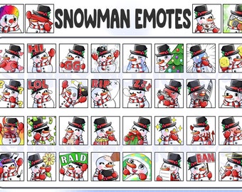 36 Cute Kawaii Snowman Twitch Discord Emotes / Xmas Emoji / Winter Subscriber / Loyalty Sub Bit Badges / Channel Points / Christmas Bundle
