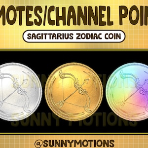 Emotes Twitch cool pour le signe du zodiaque / Points de chaîne Sagittaire / Graphisme de banderole de tir à l&#39;arc / Badge sous-bit arc-en-ciel / Flèche / Cadeau d&#39;astrologie