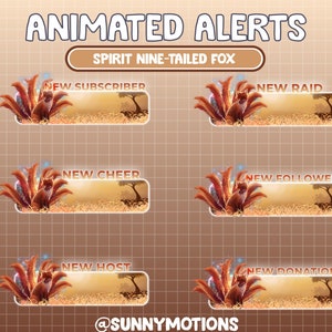 6x Animated Twitch Aesthetic Spirit Nine Tailed Fox In Magical Forest Stream Alerts / New Follower / Subscriber / Host / Raid / Cheer