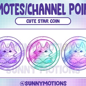 3 Twitch Cool Fox Coin Emotes / Channel Points / Kawaii / Cute Animal / Pastel / Streamer Graphics / Gamer / Star / Purple Sub Bit Badges