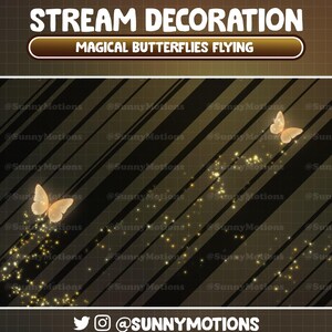 Animated Stream Decoration: Magical Glowing Orange Autumn Butterflies Bliss Flying Around, Fall Night, Mystical Forest Fairy Twitch Overlay