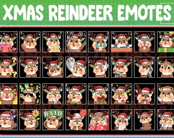 Twitch Discord Emotes Christmas Cute Deer / Kawai Animal Emoji / Subscriber / Loyalty Sub Bit Badges / Channel Points / Xmas Orange Bundle