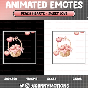 Animated Pink Hearts Basket Twitch Emotes, Kawaii Valentine&#39;s day, Raining Heart Emote For Streamer Discord Sweet Love Falling Youtube Alert