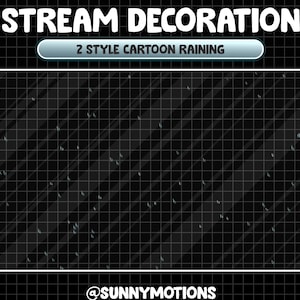 2 Animated Stream Decoration Cartoon Rain Falling: Light Heavy Rainy / Raining Showers Kawaii Twitch Overlay / Weather Effect Add-on Stream