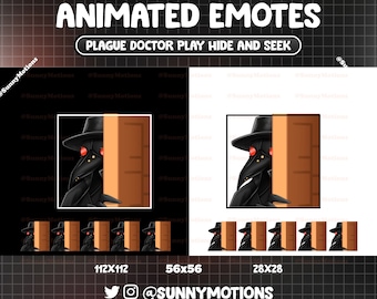 Dottore della peste Gioca a nascondino e cerca emote Twitch animate, emote Kawaii Pastel Sub Halloween Raven, streamer, Discord, Kick, Youtube, Mixer