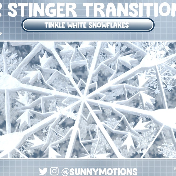 2 Animated Tinkle Sparkles Blue White Frozen Snowflakes Stream Stinger Transition Christmas Twitch Overlay Winter Ice Frost Xmas Stinger OBS