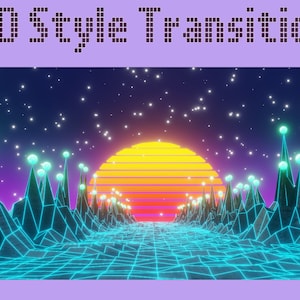 2x Twitch Jaren 80-stijl Achtergrond Stinger-overgang / Neonblauwe Stinger-overgang / Retrofuturistische Sci-Fi Geanimeerde Twitch-scèneovergang