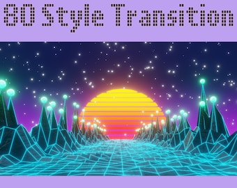 2x Twitch 80's Style Background Stinger Transition / Neon Blue Stinger Transition / Retro Futuristic Sci-Fi Animated Twitch Scene Transition