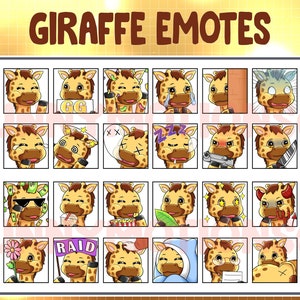 Cute Kawaii Giraffe Twitch Discord Emotes / Animal Emoji / Subscriber / Loyalty Sub Bit Badges / Channel Points / Ruminant Mammal Bundle