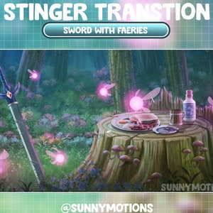 Animated Stream Stinger Transition / Warrior Fantasy Sword Twitch Overlay / Magical Fairy Theme / Pink Faeries / Dust In Forest Night Time