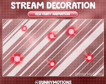 Animated Stream Decoration Magical Blood Red Fairy Theme Kawaii Twitch Overlay, Lo-fi Aesthetic Faeries Fireflies Vtube Asset, Webcam Add-on