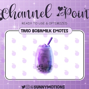 Taro Boba Milk Twitch Emote, Süßer Bubble Tea Channel Point, Süßes Boba Bubble Pear, Taro Ube Milk Tea Streamer Graphic Discord Sub Bit Badge