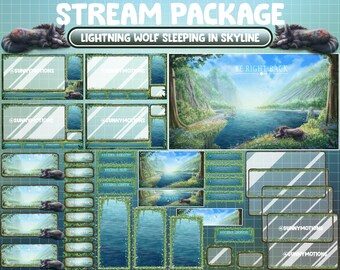 2x Animated Stream Stinger Transition: Lightning Black Wolf Sleeping in ...