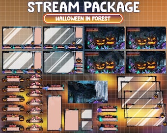 VOLL ANIMATIERTES Halloween Twitch Overlay Stream Paket / Moon Witch Gothic / Kürbis Geist / Glühender Geist Wald / Eve Spooky Dark Forest