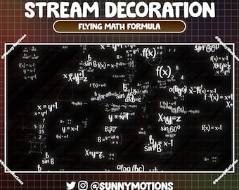 3 decoraciones animadas para transmisiones: fórmulas matemáticas voladoras, ecuaciones, efectos, símbolos científicos, cálculo, complemento de alerta de Twitch, activo de Vtuber
