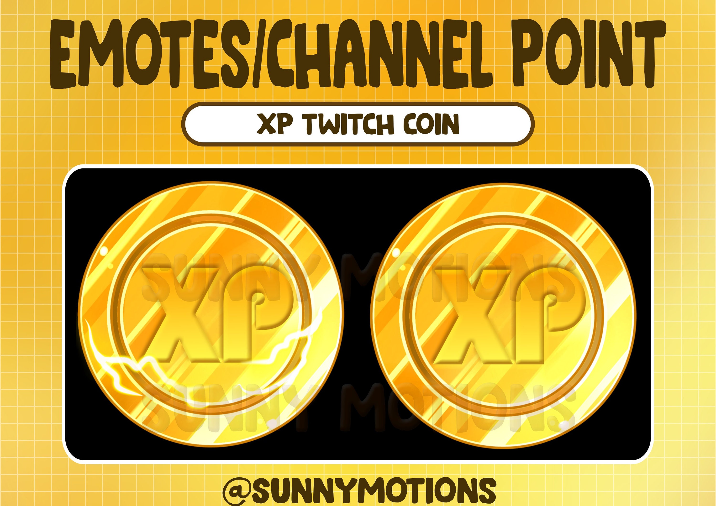 Twitch ゴールド XP コイン エモート / チャンネル ポイント / かわいい / マネー コイン / パステル / ストリーマー  グラフィック / ゲーマー / スター / XP コイン サブ ビット バッジ