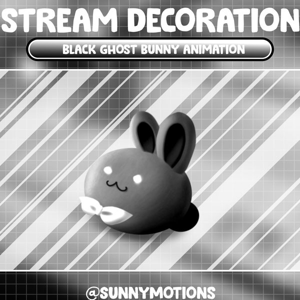 Animated Stream Decoration Animal Soft Plushy Toy: Dark Aesthetic Black Ghost Rabbit / Witchy Bunny Animation / Scary Add-on Twitch Overlay