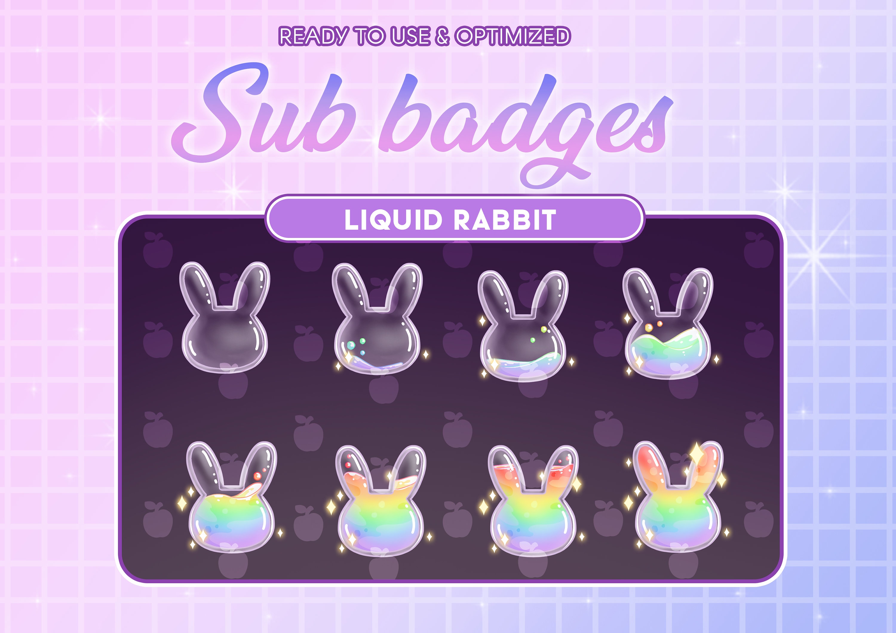 Steam Rabbit Badges Rainbow Liquid Rabbit Bottle Twitch Sub Bit Badges / Kawaii Magic Star ...