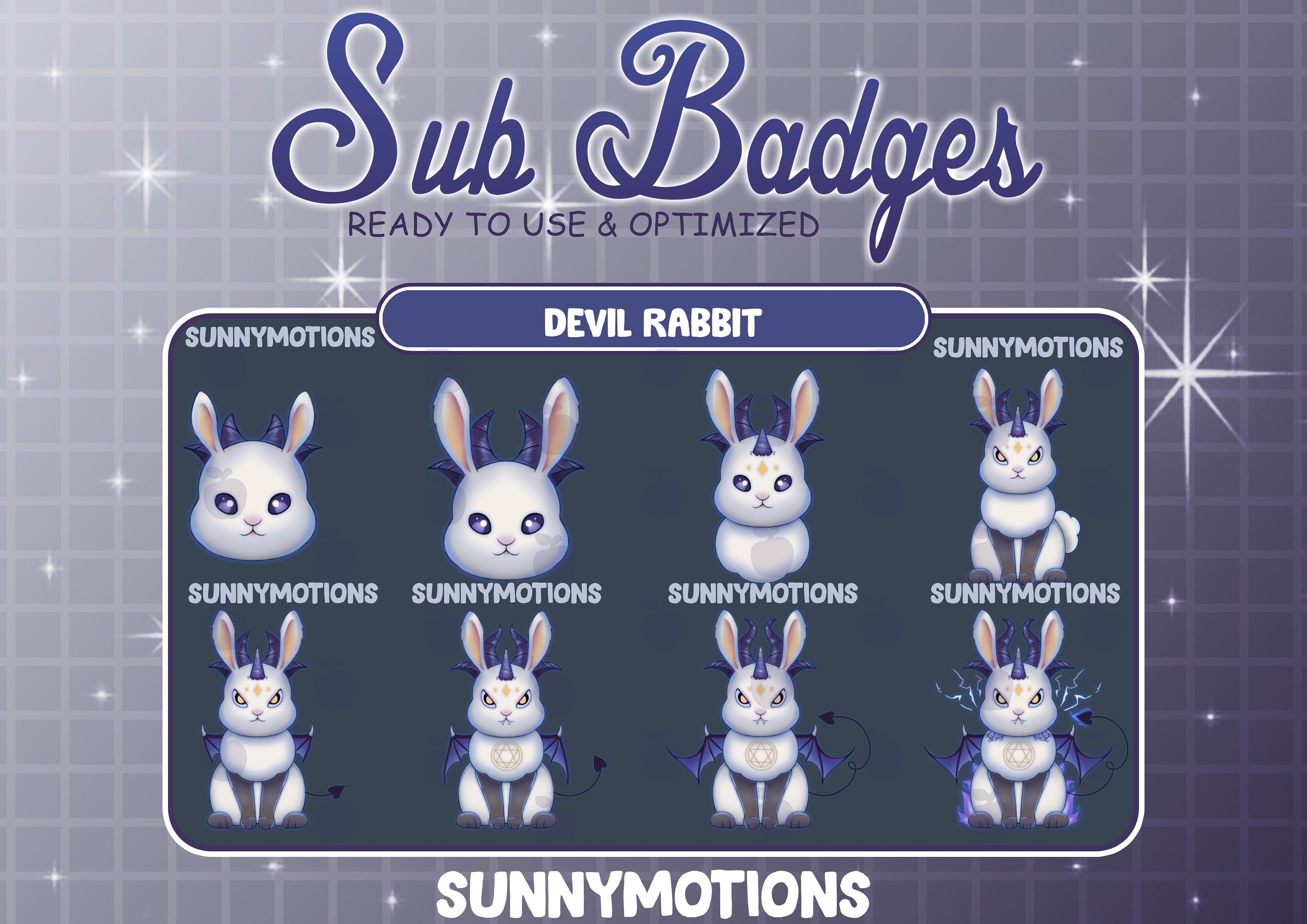 Steam Rabbit Badges 8x Devil Rabbit Twitch Sub Bit Badges / Devil Wings / Ghost Bunny ...
