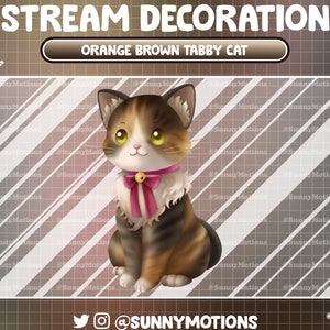 Animated Stream Decoration Animal Soft Plushy Toy: Lofi Aesthetic Orange Brown Tabby Cat, Calico Cat / Kawaii Twitch Overlay, Kitty Add-on