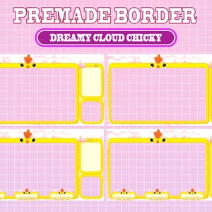 4x Animated Twitch Cute Yellow Dreamy Chicken Cloud Sparkle Screen Overlay / Streamer Graphics / Kawaii / Streamer / Sparkle / Pastel