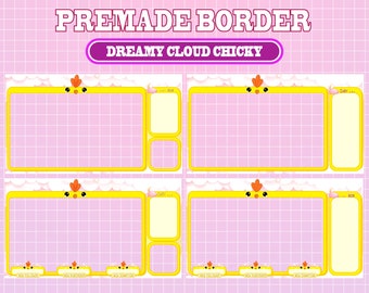 4x Animated Twitch Cute Yellow Dreamy Chicken Cloud Sparkle Screen Overlay / Streamer Graphics / Kawaii / Streamer / Sparkle / Pastel