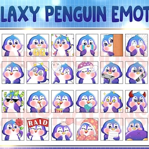 Kawaii Galaxy Penguin Twitch Discord Mixer Emotes / Kawai Sea Animal Emoji / Bird Loyalty Sub Bit Badges / Channel Points / Rainbow Bundle