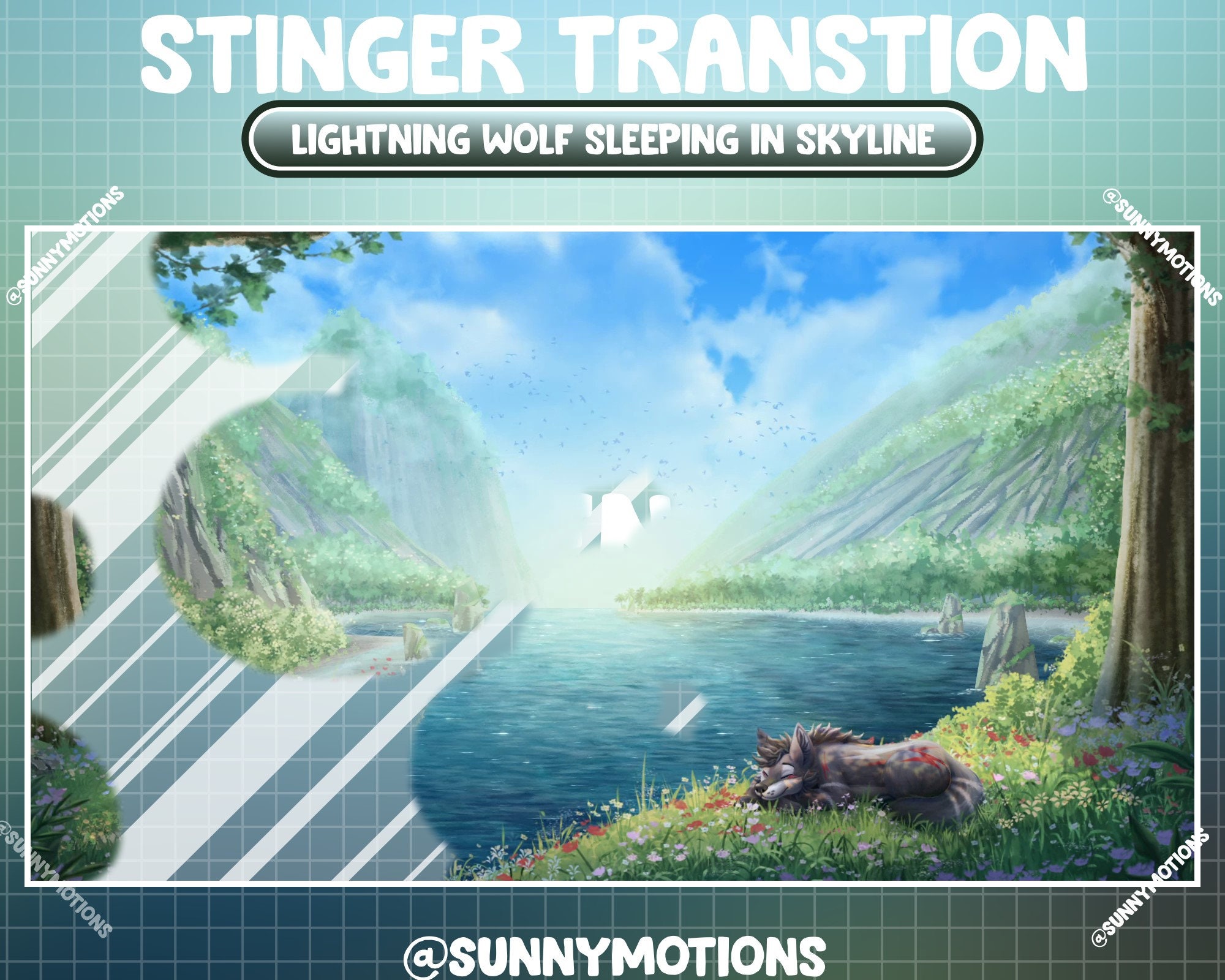2x Animated Stream Stinger Transition: Lightning Black Wolf Sleeping in ...