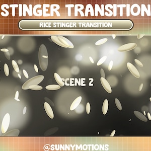Animated Twitch Stream Stinger Transition / Rice Twitch Overlay / Lofi Aesthetic Japanese Food Fall Down/ Grains Of Rice Themed / Asia Food