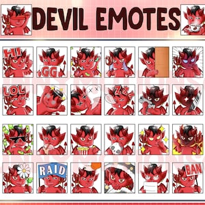 Pacchetto 36 emote Twitch Halloween Red Devil / Emote malvagia di Halloween in streaming / Demone spettrale / Strega / Bottino RIP / Emoji Kawai / Mietitore Chibi carino