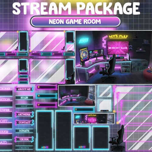 ANIMATED Twitch Overlay Stream Package / Neon Blue Pink PC - Etsy