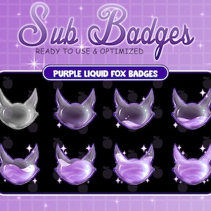 Purple Liquid Fox Bottle Twitch Sub Bit Badges / Kawaii Magic Star Bottle / Cute Badges For Streamer / Magic Fox Head / Fox Twitch Overlay