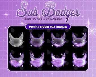 Purple Liquid Fox Bottle Twitch Sub Bit Badges / Kawaii Magic Star Bottle / Cute Badges For Streamer / Magic Fox Head / Fox Twitch Overlay