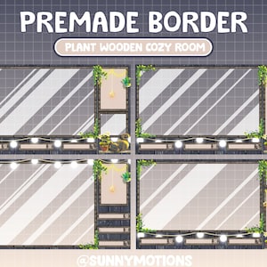 5x Animated Plant Nature In Cozy Wooden Bedroom With Black Cat Premade Border Twitch / Love Cozy Room Plant Intermission / Twitch Package