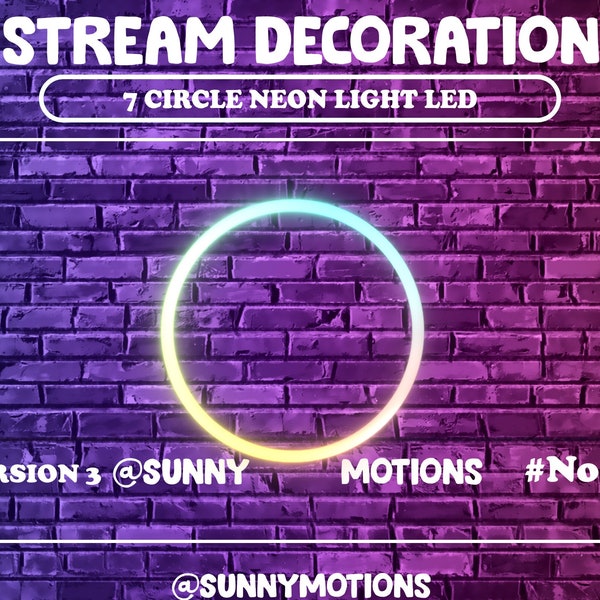 8 Animated Stream Decoration: Colorful Neon Circle Light / Aesthetic Selfie Ring Light / Desk Lamp Twitch Overlay / Oval Led Light Boho Wall