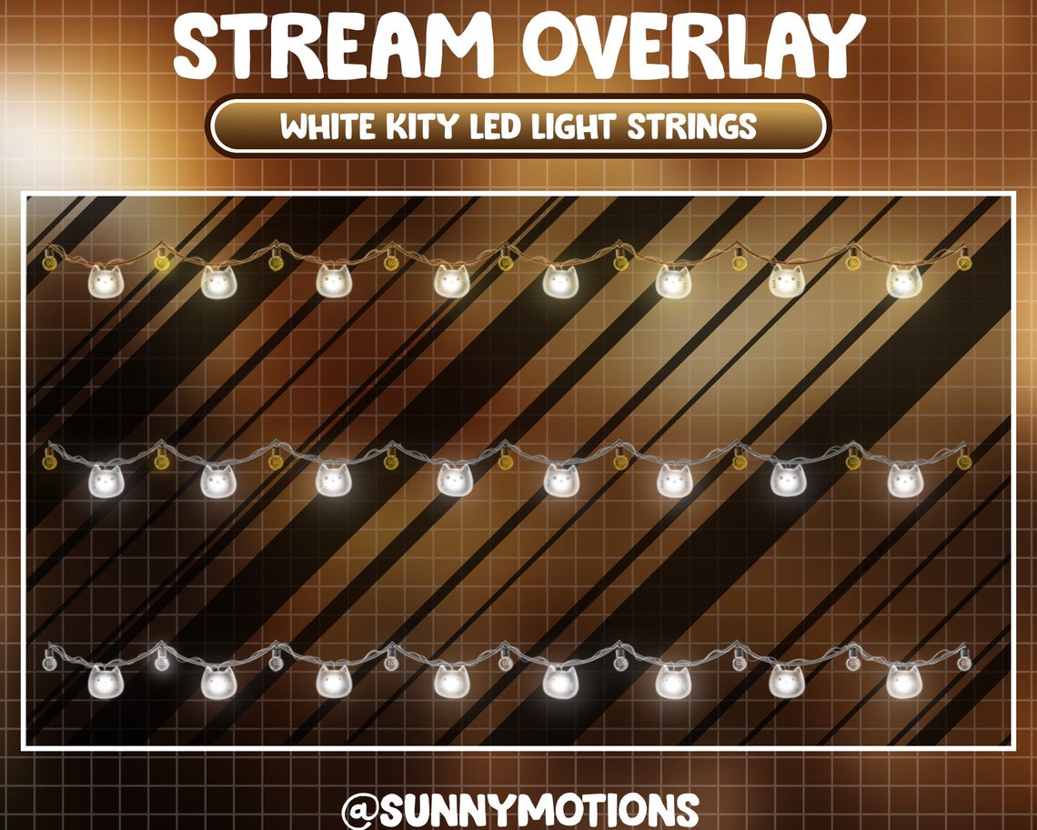 Overlay Chain Box Animated White Kitty Led Light Chains Stream Decoration, Cat Holiday ...