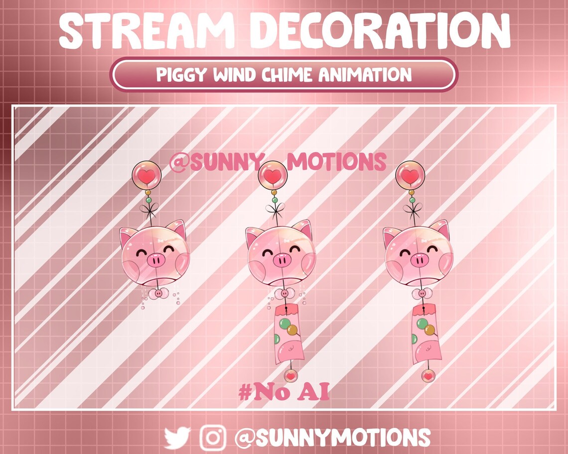 3 Animated Twitch Stream Decoration Animal: Kawaii Cozy Cute Pink Piggy ...
