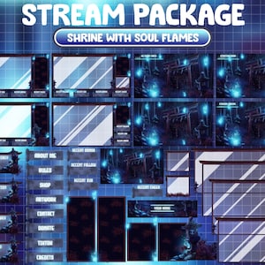 Animated Twitch Stream Package Overlay / Shrine With Soul Flames / Aesthetic Torii Gate / Mythology Japanese / Ghost / Spider Lilies Flower