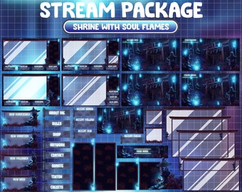 Animated Twitch Stream Package Overlay / Shrine With Soul Flames / Aesthetic Torii Gate / Mythology Japanese / Ghost / Spider Lilies Flower