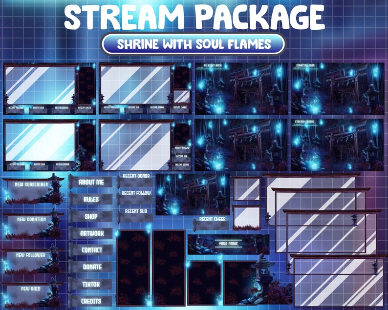 Animated Twitch Stream Package Overlay / Shrine With Soul Flames ...
