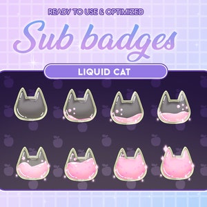 Pink Liquid Cat Bottle Twitch Sub Bit Badges / Kawaii Magic Star Bottle / Cute Badges For Streamer / Magic Kitty Ear / Meow Twitch Overlay