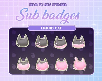 Pink Liquid Cat Bottle Twitch Sub Bit Badges / Kawaii Magic Star Bottle / Cute Badges For Streamer / Magic Kitty Ear / Meow Twitch Overlay