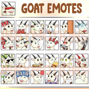 35 Cute Kawaii Goat Twitch Discord Emotes / Animal Emoji / Subscriber / Loyalty Sub Bit Badges / Channel Points / White Baby Goat Bundle