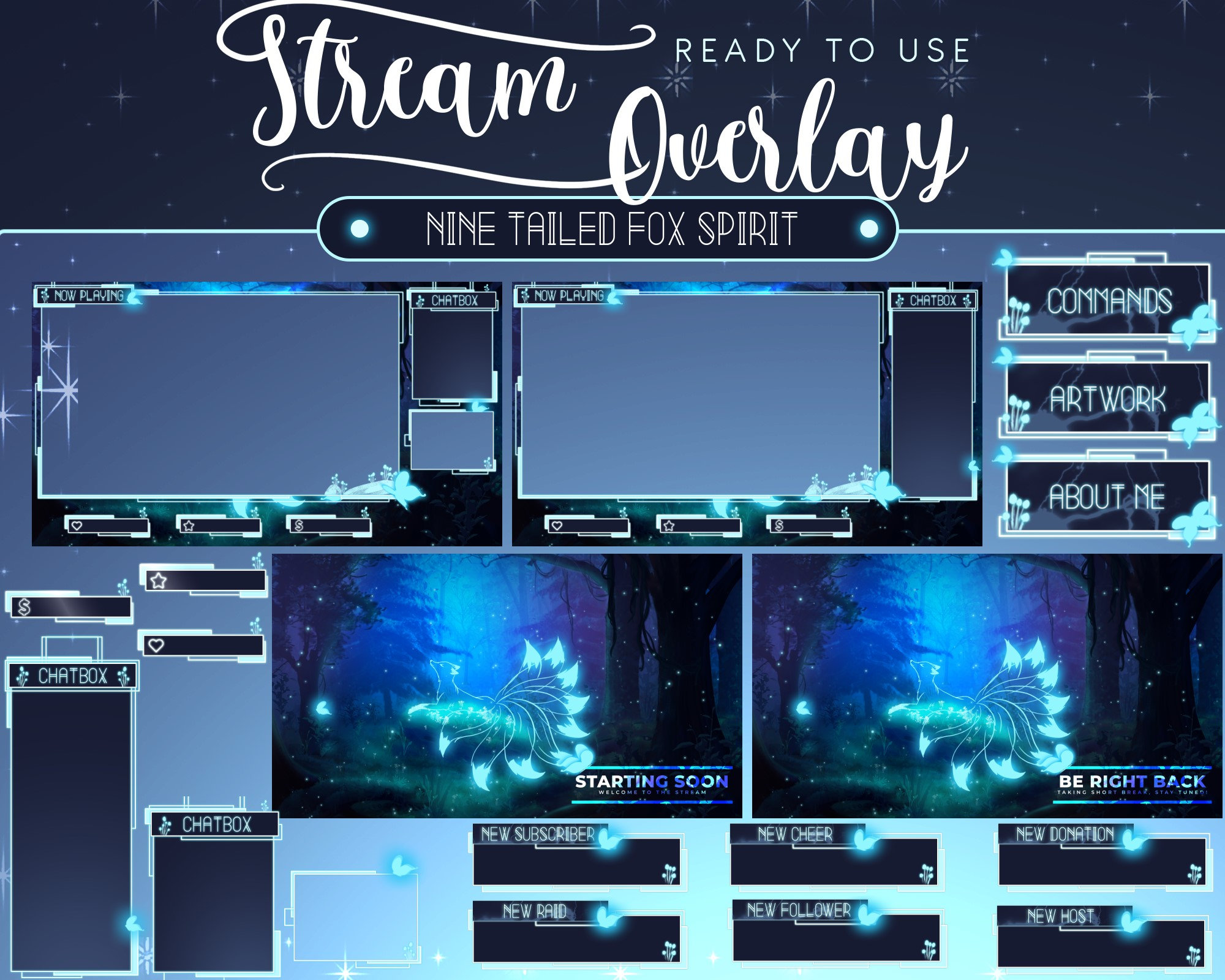 FULL ANIMATED Twitch Stream Package / Spirit Nine Tailed Fox In Spiri…