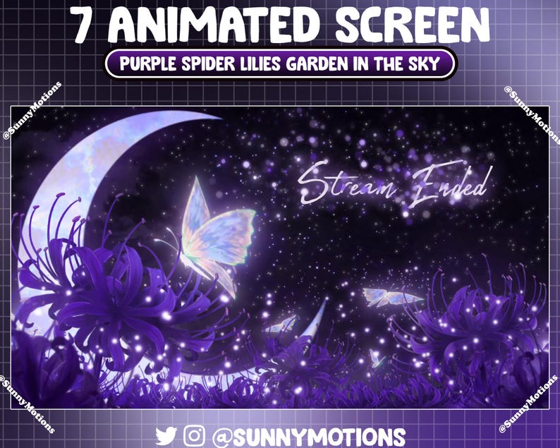 Animated Dark Purple Spider Lily Garden the Sky Twitch Screen Overlay ...