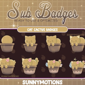 8 Yellow Orange Cat Cactus Twitch Sub Badges / Kawaii Cute Succulent Plant  Bit Badges / Desert Plant Badges For Streamers / Discord Youtube